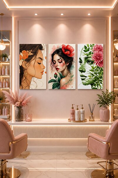 PANDA SOKAĞI Botanik Zarafet 3'lü Ahşap UV Baskı Duvar Tablo Seti 30x42 cm 3 ...