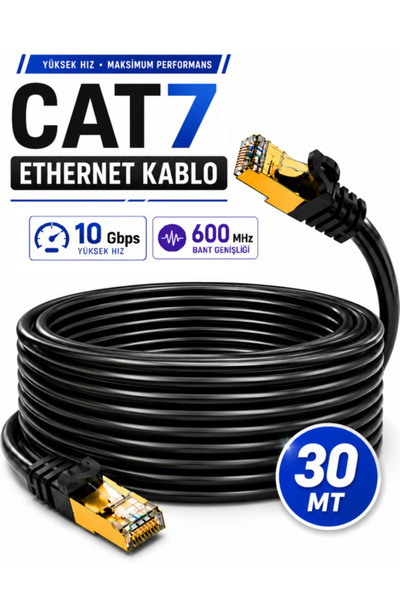 Vwin 30 Metre Cat7 İnternet Ağ Kablosu Utp Ftp 10 Gbps Yüksek Hız 600 Mhz Ban...