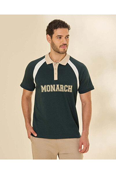 REDTAG Men Green Cut And Sew Polo T Shirt