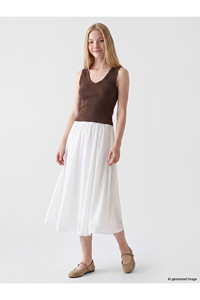 LC Waikiki Xside White High Waist A-Line Skirt