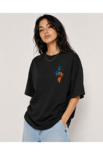 cc collection Γυναικείο μπλουζάκι Oversize με στάμπα ψαριού, με λαιμόκοψη, ca...