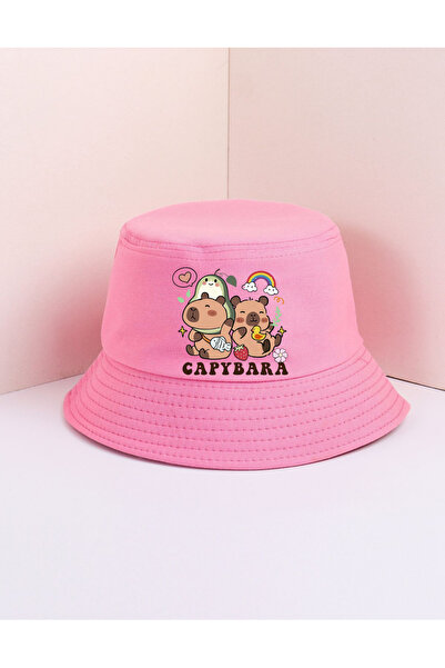 lovver Capybara Design Premium Printed 100% Cotton Bucket Hat