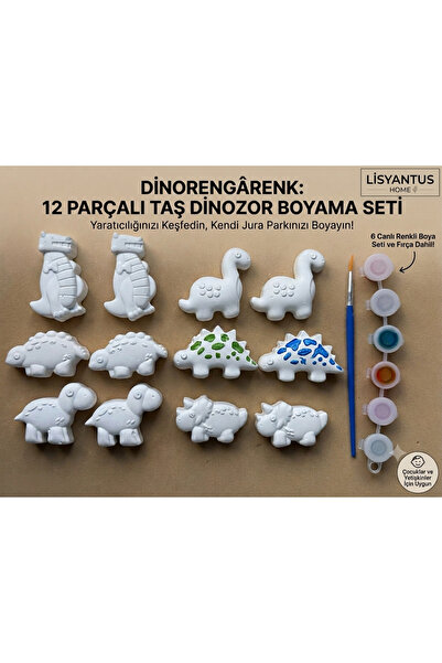 LİSYANTUS HOME DinoRengarenk/Dinozor Boyama Seti/Hediye/Etkinlik/Tatil/Doğum ...