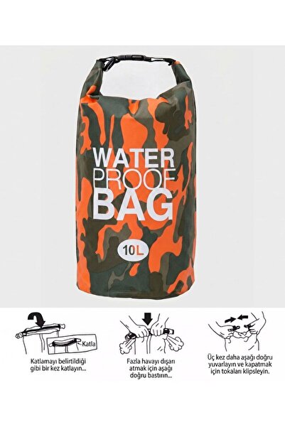PEAXUP 10LT Kamuflaj Desenli Suda Batmayan ve Su Geçirmez Omuz Askılı Sup Pad...