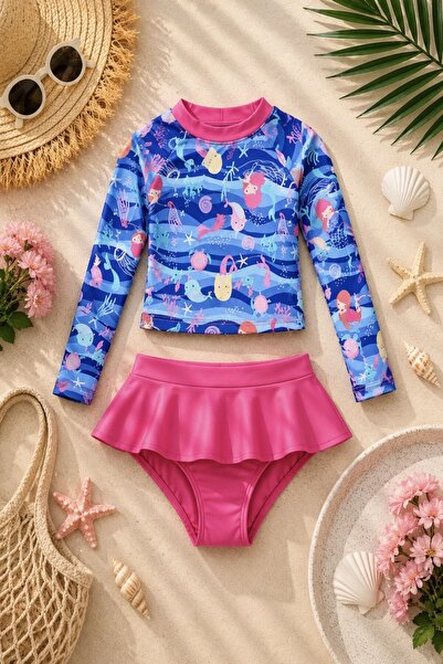 DeKuBaby Novi sezonski set bikinija sa dugim rukavima, kratkim topom i mini s...