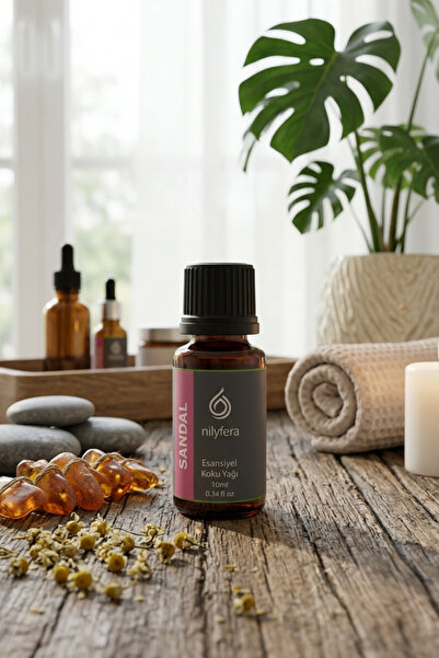 nilyfera Premium Sandal Ağacı Esansiyel Koku Yağı 10 ml - Buhurdanlık, Difüzör, Çamaşır, Mum ve Temizlik Esansı