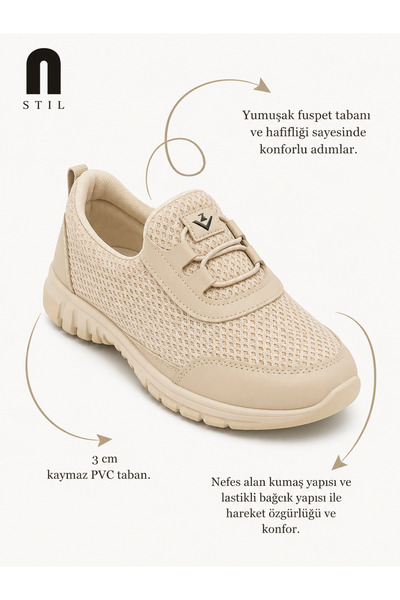 MOON CLOUD Ortopedik Fileli Spor Babet Ayakkabı Anne Ayakkabı Günlük Ayakkabı Kadın Sneaker ZYN244