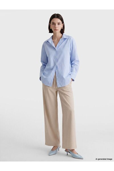 LC Waikiki Lcw Modest Beige Women's Wide Leg Pants with Elastic Waist