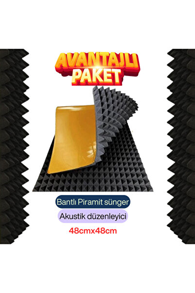 SLCMARKETİM Yanmaz Akustik Ses Yalıtımı Piramit Sünger (4cm) Ebat 48x48 (10Adet)