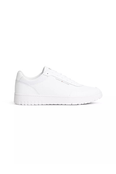 Tommy Hilfiger Men's Leather Laced Comfortable Sole Flat Model White Sneaker