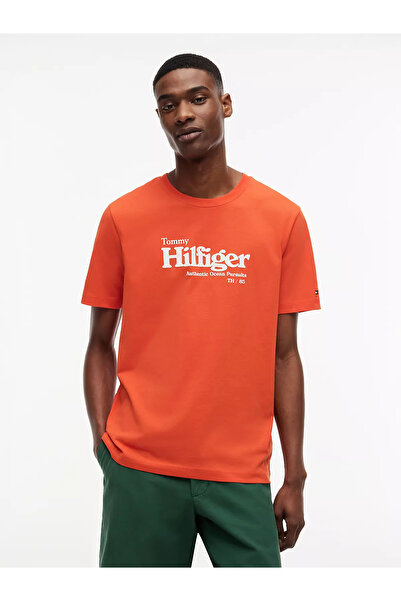 Tommy Hilfiger Erkek Normal Kalıp Logo Baskılı Yuvarlak Yakalı Pamuklu Kısa K...