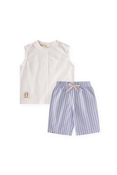 Cigit Zero Sleeve Capri Set 1-7 Years White