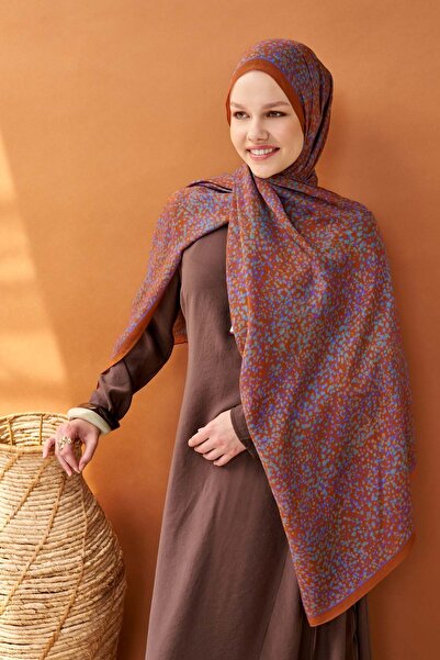Silk Home شال ريفا تينسل سيكريت جاردن برتقالي داكن
