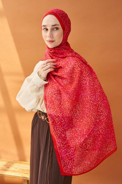 Silk Home شال ريفا تينسل سيكريت جاردن أحمر