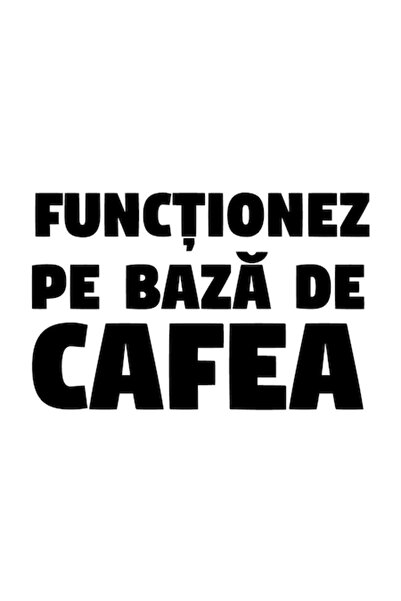 OEM Autocolant decorativ „Mă alimentez cu cafea”, 10cm, Negru