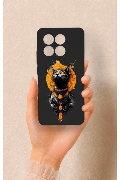 Vip Case حافظة سيليكون متوافقة مع Poco X6 Pro بنمط إله القطط المصرية