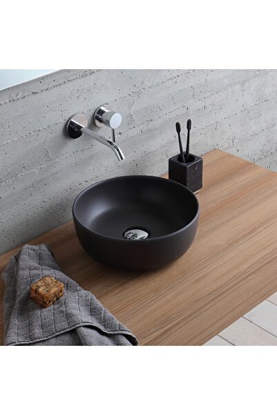 SCARABEO Glam 1808-401 Black Matt Πορσελάνινος Νιπτήρας Μπάνιου Επιτραπέζιος ...