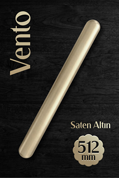 Badem10 Vento Saten Altın Düz Çekmece Kulp 512 mm Metal Dolap Gardırop Mutfak...