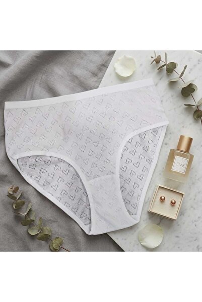 RIVANI Women's White Lace Panties 6 Pieces Heart Model