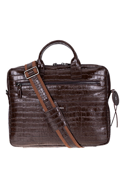 BloominBag Mocha Croco Hakiki Deri 13-14 inç MacBook/Laptop Çantası