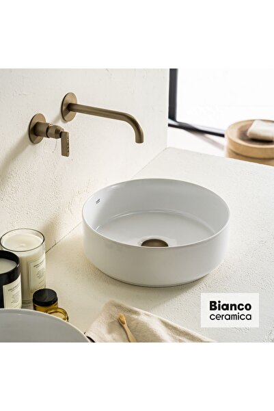 BIANCO CERAMICA Focus Επιτραπέζιος Πορσελάνινος Νιπτήρας Ø36εκ Λευκό Γυαλιστερό