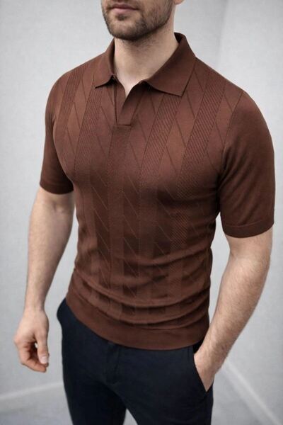 VELİZADE Men's Regular Fit Summer Cool Knitwear Soft Textured Short Sleeve Br...