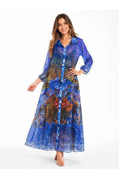 Cb Made In Italy Fortuna Moda İtalyan İpek Detaylı Midi/Maxi Elbise – Zarif v...