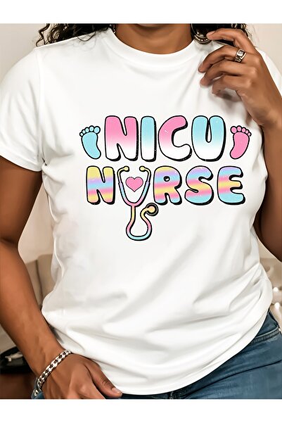NOURAM Wo'S NICU Graphic TShirt Short Sleeve Round Neck Casual Top with Playf...