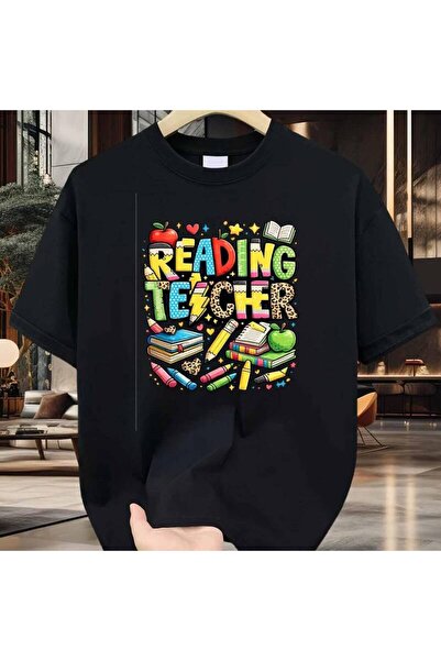 212Wear تي شيرت رجالي من Reading Teacher بتصميم كتب ملونة وأقلام رصاص وأقلام ...