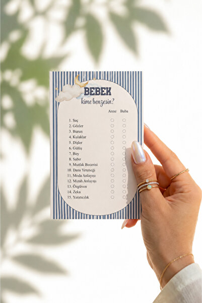 Funzee Baby Shower & Cinsiyet Partisi Bebek Kime Benzesin Oyun Kartı - 10 Adet