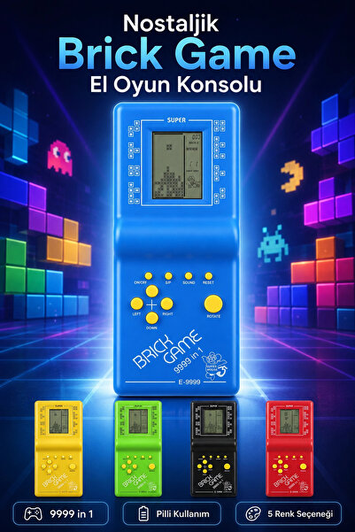 Tilbe Home Nostaljik Brick Game El Atarisi Oyun Konsolu 9999 in 1 Pilli Atari...