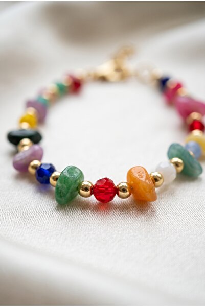 Mijja Genuine Natural Stone Crystal Beaded Adjustable Gold Chain Bracelet 1. ...