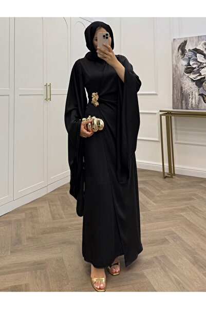 bezenstore YARASA KOL GOLD TOKALI SATEN ELBİSE