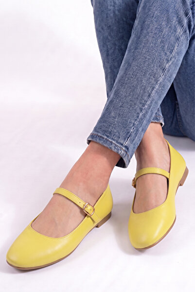 PİMORA ''Bi̇anca'' Round Toe Helmeted Flat Heeled Ballerinas New Season