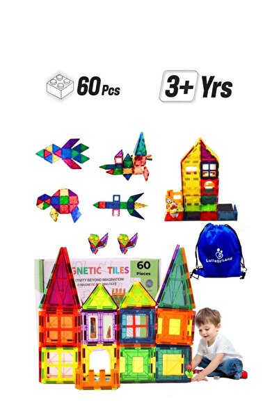 LULLABY LAND 60 Pcs Magnetic Tiles for kids, Craft Castle Building Sets, Rock...