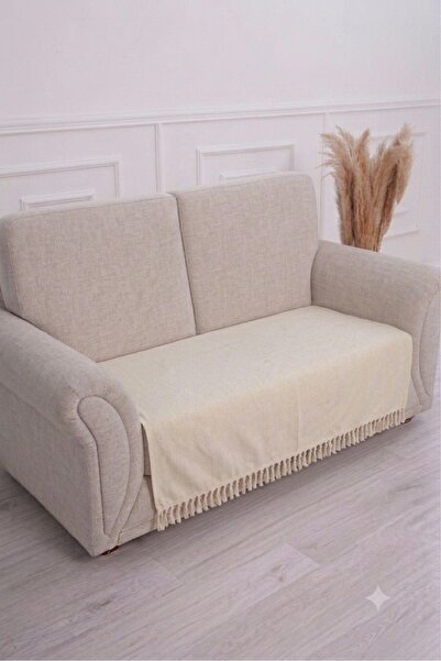 linea natura home غطاء أريكة من الكتان مزين بشراشيب يتسع لشخصين، غطاء أريكة ب...