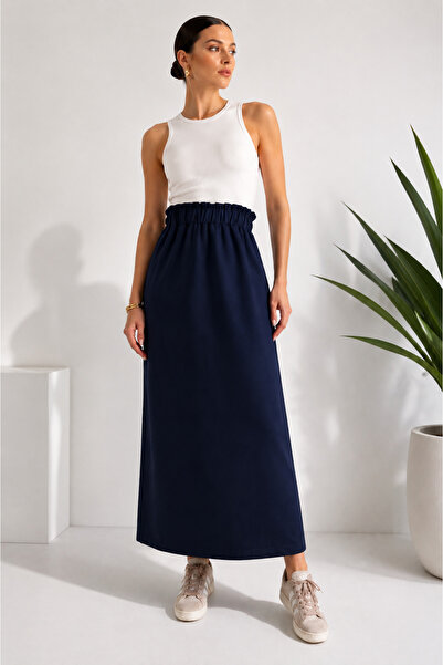 FREYA MODA High Waist Gabardine Skirt