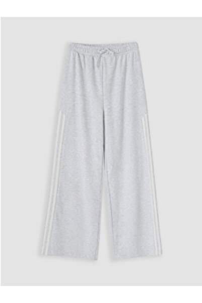 LC Waikiki Gray Wide-Legged Girls' Sweatpants with Elastic Waist