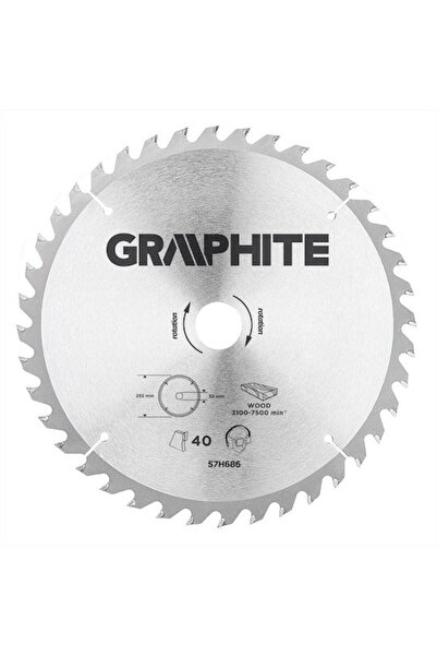 graphite Disc de tăiere pentru lemn, diametru 255mm, cu 40 de dinți, 1 bucată