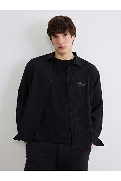 LC Waikiki Nevavm Loose Fit Embroidered Men's Shirt with a Difference