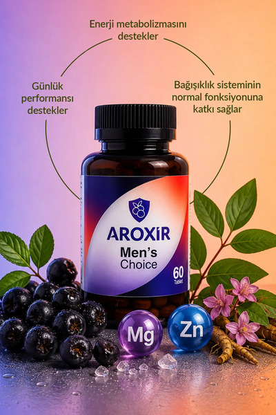 Aroxir Men's Choice Erkek Sağlığı Aronya, L-Arjinin, Horny Goat Weed, Noni, Magnezyum, Turnera