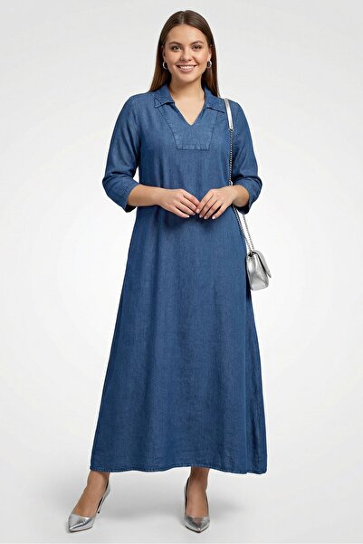 Epiphany Women Chambray Midi Dress, Denim Blue