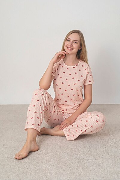 MİSSLALE Patterned Single Jersey Women's Short-Sleeve Pajama Set
