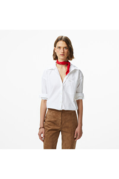 Guess Oversized Cepli Kadın Beyaz Gömlek
