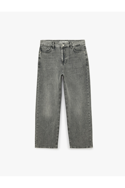 Koton Pantaloni din denim din bumbac, cu croială dreaptă, lavabili, cu talie ...