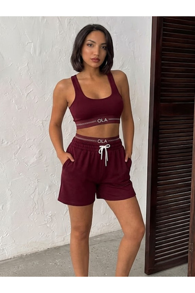 OLA Women's Ribbed Shorts and Bustier Sports Set |   High Waist Shorts Set