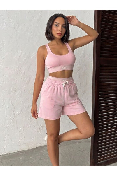 OLA Women's Ribbed Shorts and Bustier Sports Set |   High Waist Shorts Set