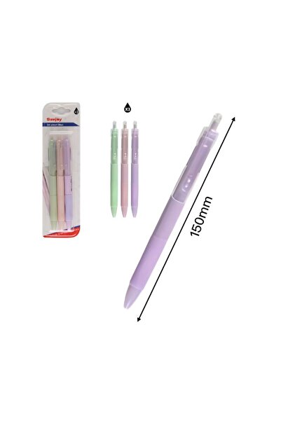 idei Set 3 Pixuri Retractabile Pastel Solide, Cerneală Gel Neagră, Lungime 15...