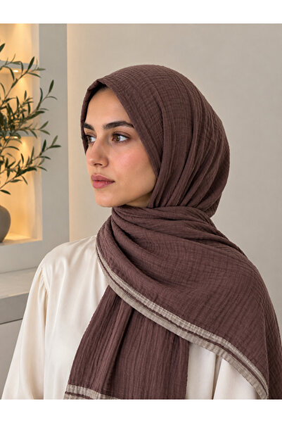 LAND SCARF PAMUK MÜSLİN BİYELİ ŞAL