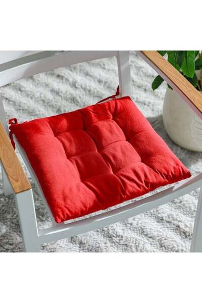 Danube Home SS25-Aura Solid Chair Pad 40x40 cm Red - Comfortable Cotton/Polye...